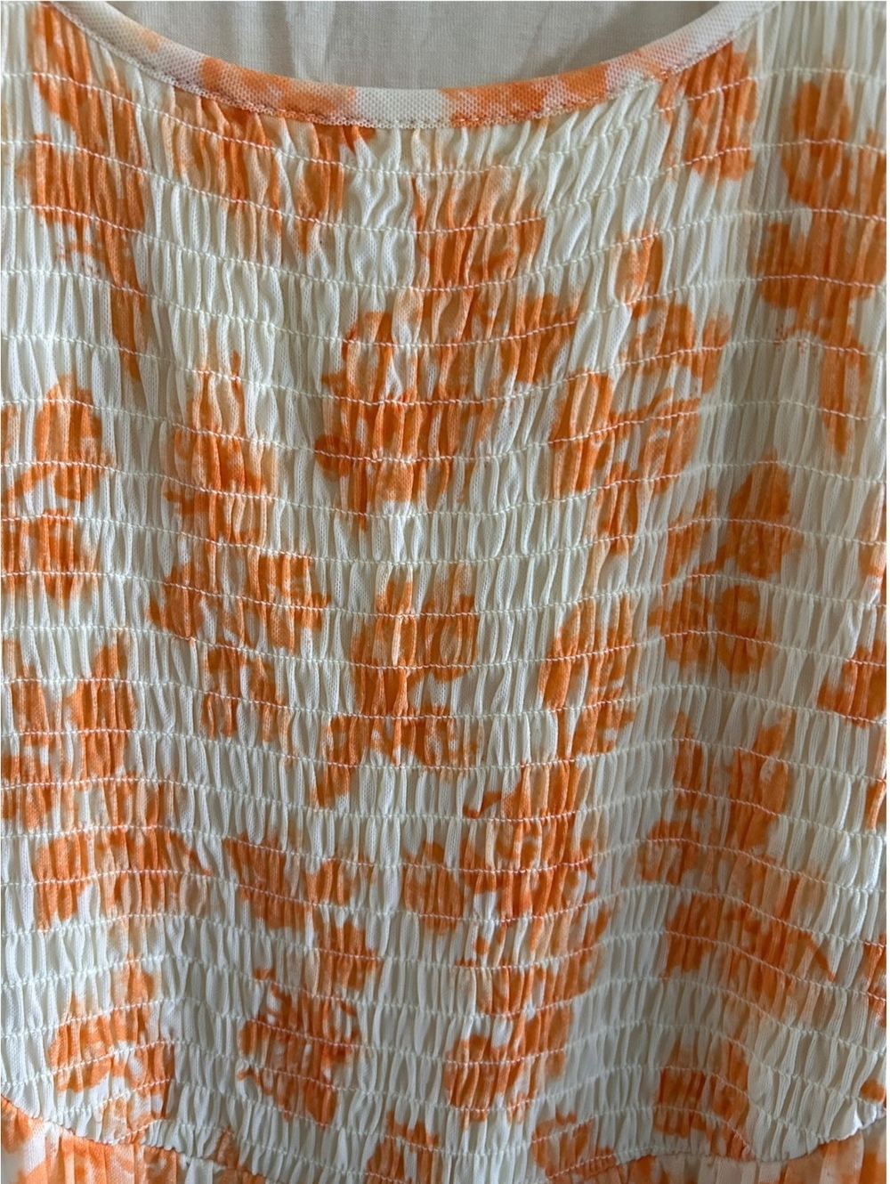 Free People Floral Smocked Maxi Dress Small Cream Orange Boho - Picture 5 of 12